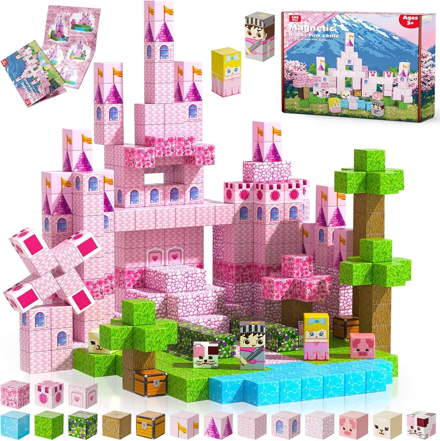 WisteriaLane Magnetic Blocks - Pink Kingdom | 100pcs