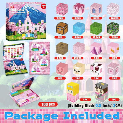 WisteriaLane Magnetic Blocks - Pink Kingdom | 100pcs