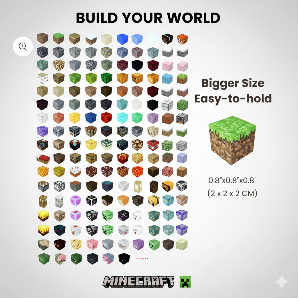 Minecraft Magnetic Blocks - Mix And Match | 200pcs | 300pcs | 500pcs